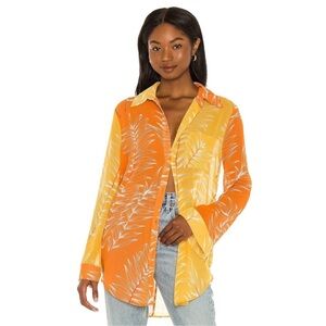 Camila Coelho Brynn Shirt Dress in Yellow & Orange